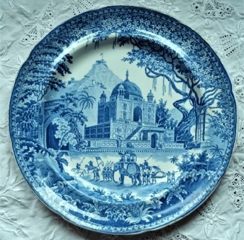 Georgian Blue & White "Mausoleum of Sultan Purveiz" Plate ~ W. Walsh