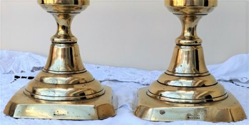 fig 1. Pair of Antique English Victorian Brass Candlesticks