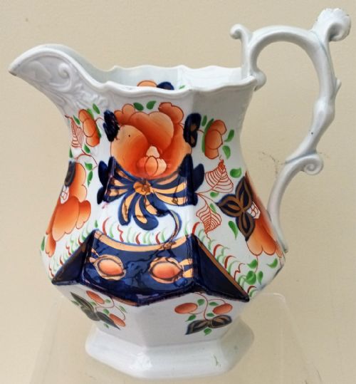 Antique Victorian Gaudy Welsh "Cambrian Rose" Pattern Jug