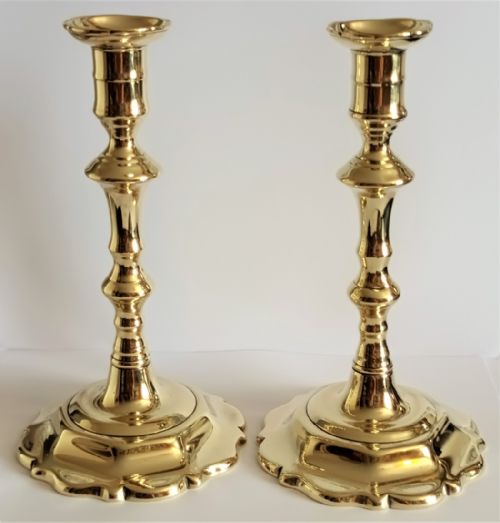 fig 2. Pair of Antique English Georgian Brass Candlesticks ~ Edward Kendrick