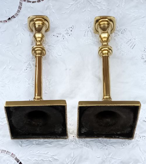 fig 1. Pair of Antique English Georgian Brass Candlesticks