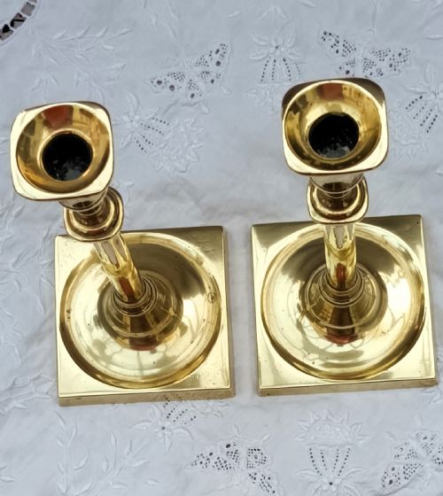 fig 2. Pair of Antique English Georgian Brass Candlesticks