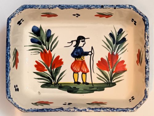 fig 1. Pair of Antique HB Quimper French Faience Dishes