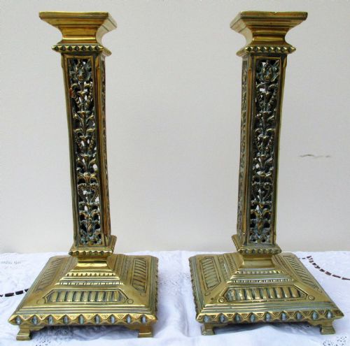 Pair of Antique French "Belle Époque" Brass Candlesticks
