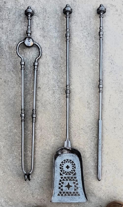 Set of Three Antique English Georgian Steel Fire Irons