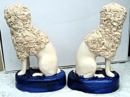 fig 2. Pair of Antique Victorian Staffordshire Seated Poodles