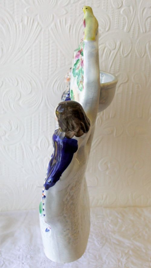ANTIQUE ENGLISH VICTORIAN STAFFORDSHIRE POTTERY WATCHHOLDER THE THREE GRACES - ADDITIONAL PHOTO 1
