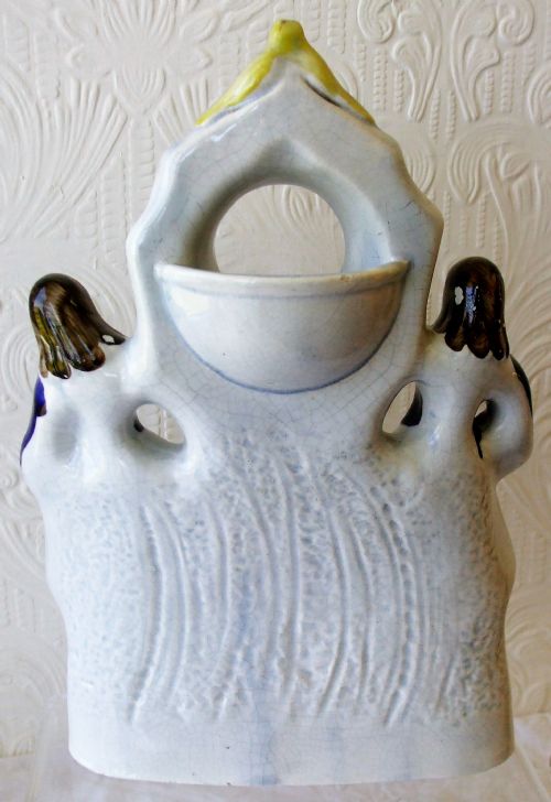 ANTIQUE ENGLISH VICTORIAN STAFFORDSHIRE POTTERY WATCHHOLDER THE THREE GRACES - ADDITIONAL PHOTO 2