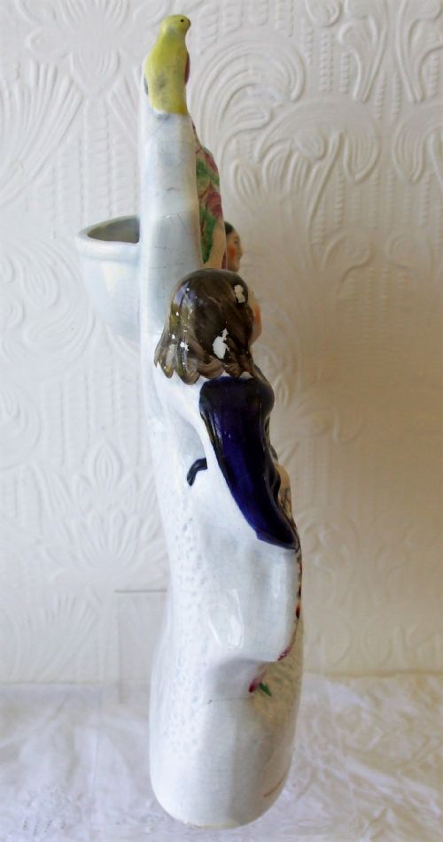ANTIQUE ENGLISH VICTORIAN STAFFORDSHIRE POTTERY WATCHHOLDER THE THREE GRACES - ADDITIONAL PHOTO 3