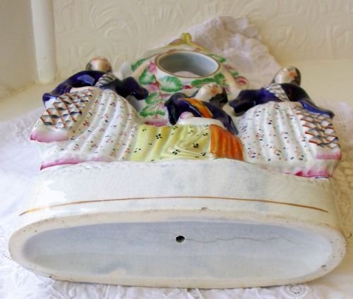 ANTIQUE ENGLISH VICTORIAN STAFFORDSHIRE POTTERY WATCHHOLDER THE THREE GRACES - ADDITIONAL PHOTO 4