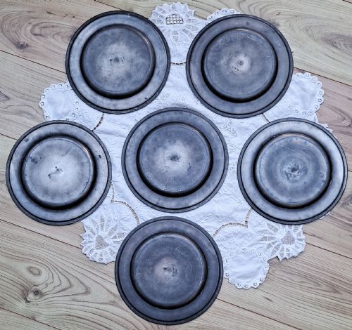SET OF 6 ANTIQUE ENGLISH GEORGIAN PEWTER PLATES WILLIAM WRIGHT - ADDITIONAL PHOTO 2