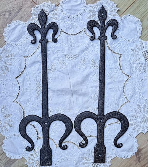 Pair of Antique English Victorian Wrought Iron Hinges