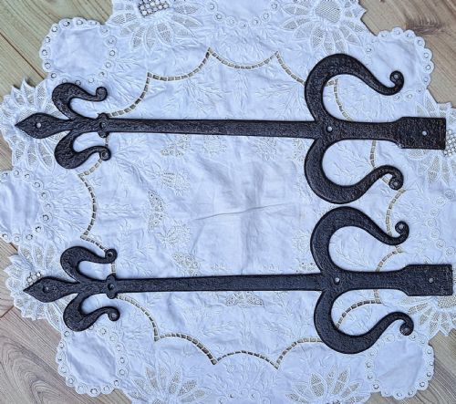 fig 1. Pair of Antique English Victorian Wrought Iron Hinges