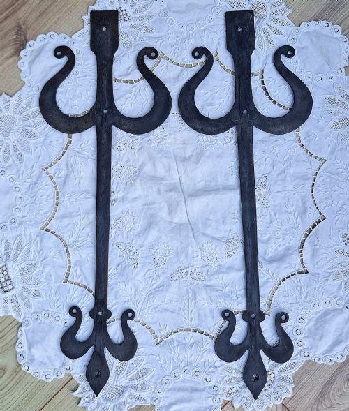 fig 2. Pair of Antique English Victorian Wrought Iron Hinges