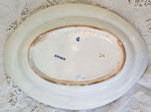 ANTIQUE ENGLISH GEORGIAN BLUE AND WHITE BRIDGE OF LUCANO POTTERY SAUCE TUREEN STAND SPODE - ADDITIONAL PHOTO 1