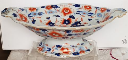 ANTIQUE ENGLISH GEORGIAN JAPAN PATTERN IRONSTONE CHINA FOOTED COMPORT