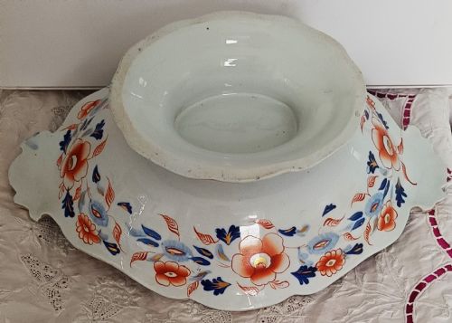 ANTIQUE ENGLISH GEORGIAN JAPAN PATTERN IRONSTONE CHINA FOOTED COMPORT - ADDITIONAL PHOTO 4