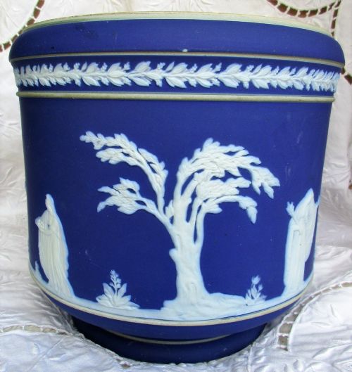 Antique English Victorian Blue Jasper Ware Jardiniere ~ William Adams & Sons