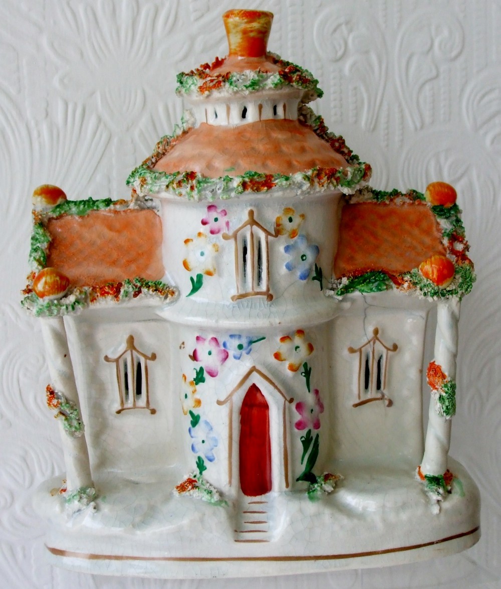 Antique English Victorian Staffordshire Pottery Pastille Burner ~ H3265