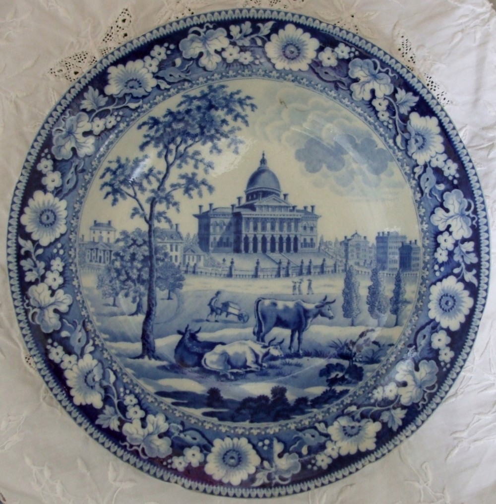Antique English Georgian Blue and White Transfer 