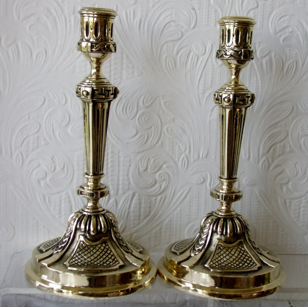 Pair of Antique French Second Empire Brass Candlesticks