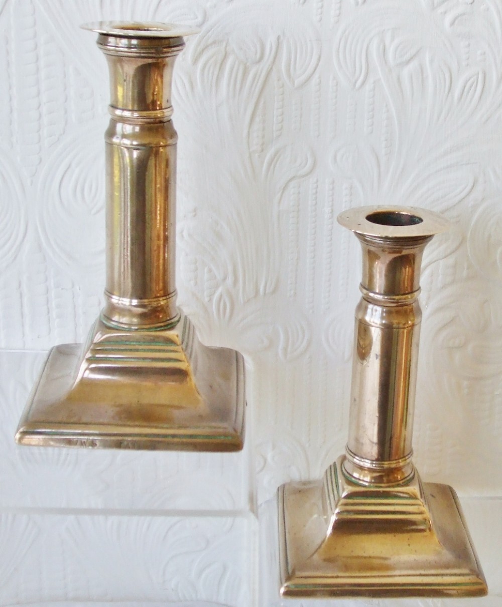 Pair of Antique English Georgian Patent Telescopic Brass Candlesticks