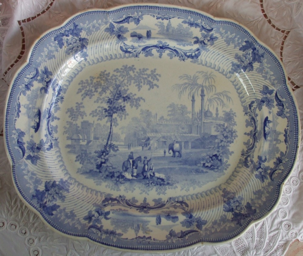 Antique English Georgian Blue and White Transfer 