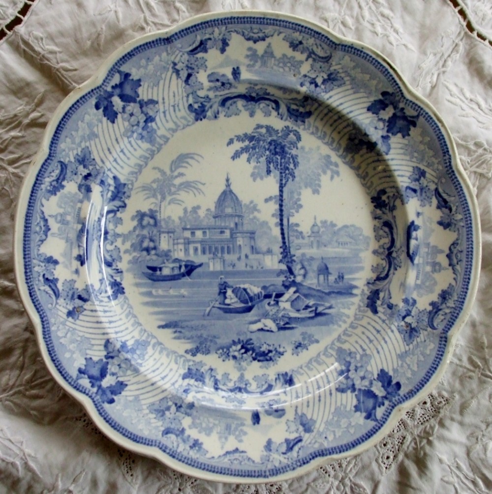 Antique English Georgian Blue and White Transfer 