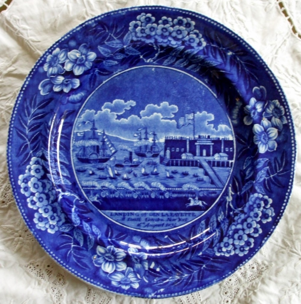 Antique English Georgian Blue and White Transfer Pottery Plate ~ 