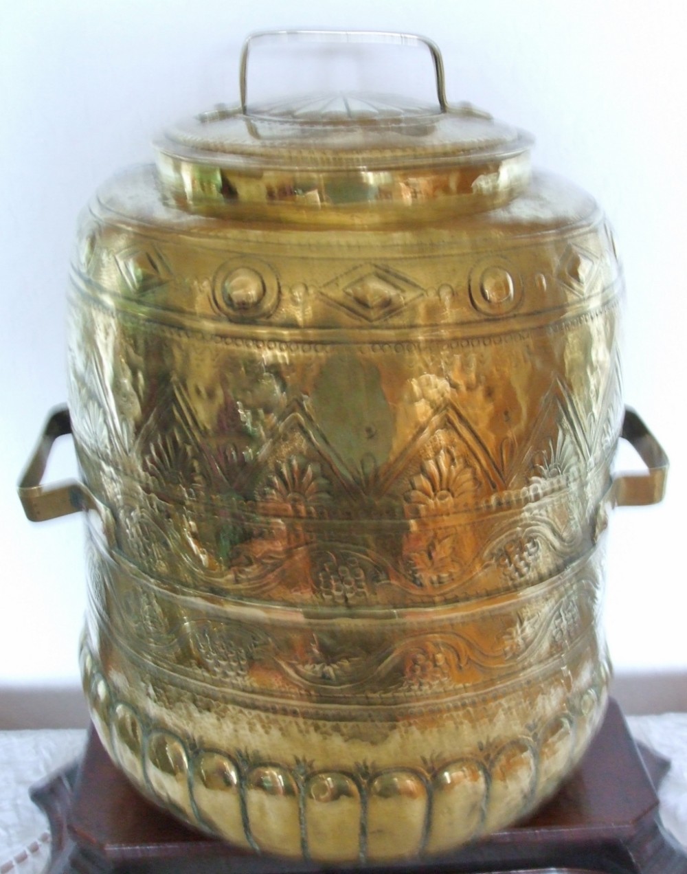 Antique Dutch or English Lidded Brass Storage Container
