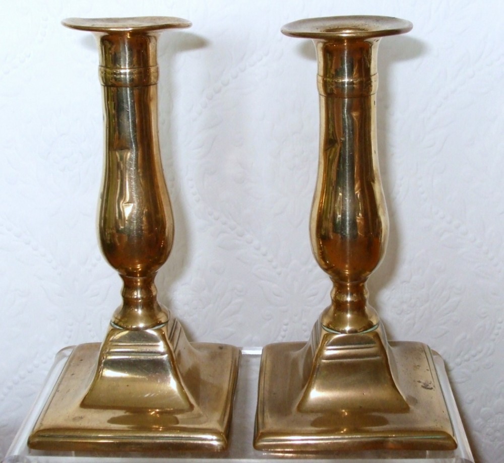 Pair of Antique English Georgian Brass Candlesticks