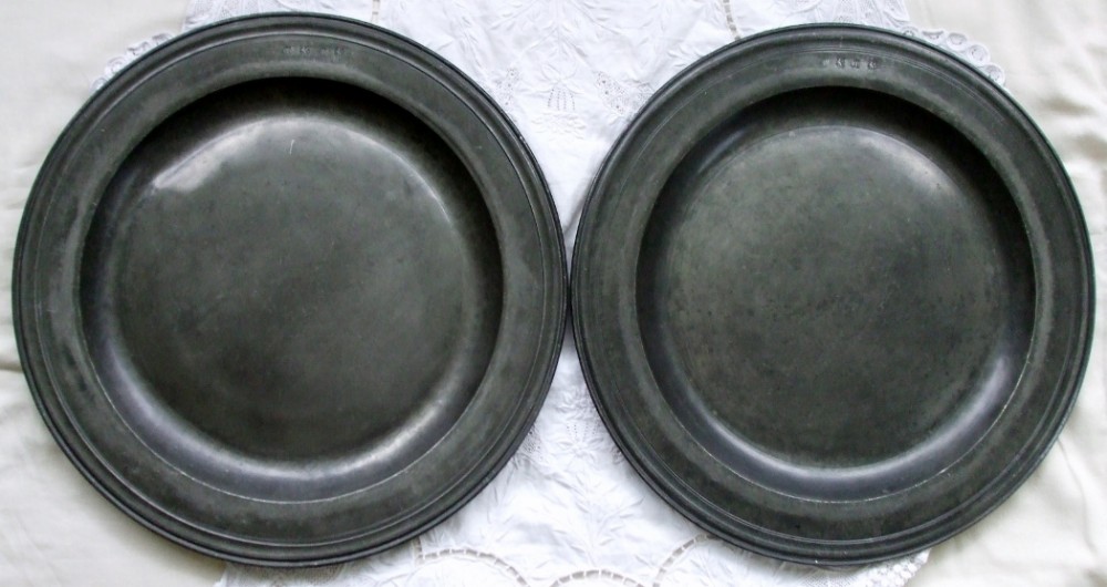 Pair of Antique English William III Pewter Chargers ~ William Banckes ~ Cotterell O.P. 240
