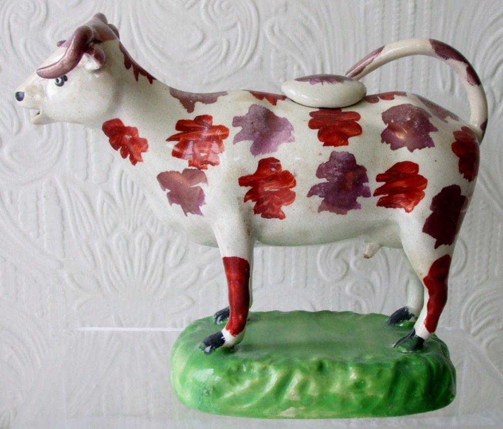 Antique Welsh Georgian Pottery Cow Creamer