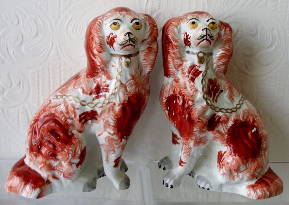 Pair of Antique English Victorian Staffordshire Pottery 