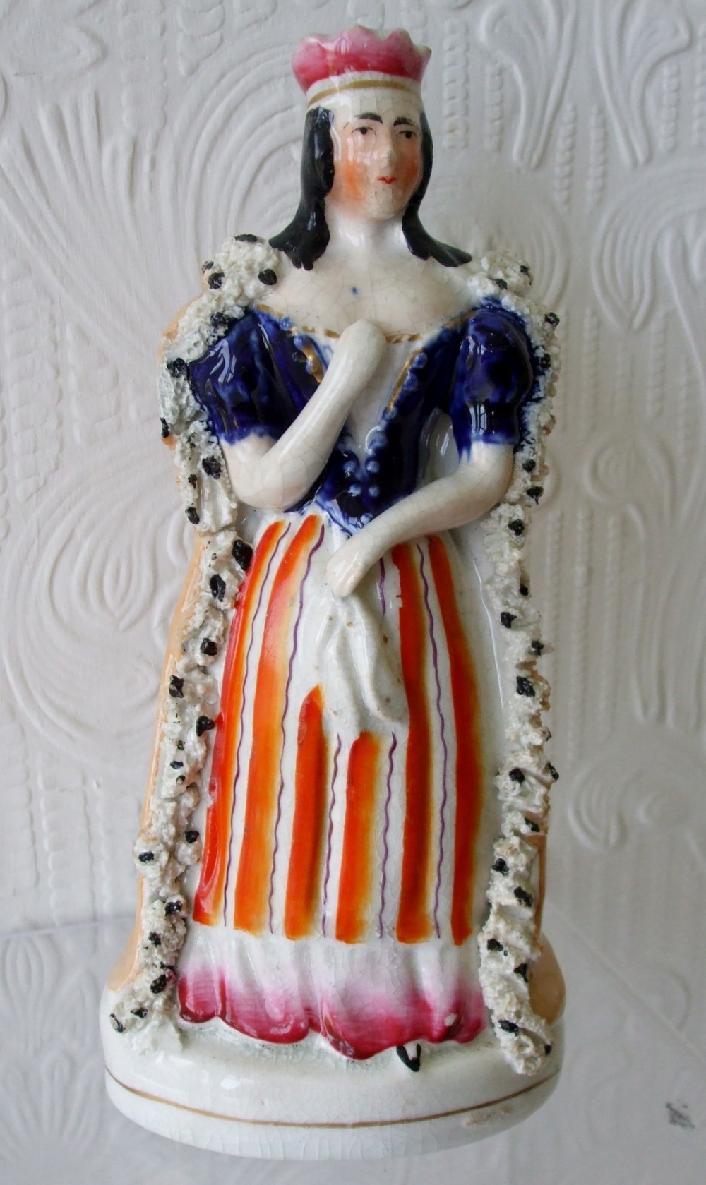 Antique English Victorian Staffordshire Pottery Portrait Figure 