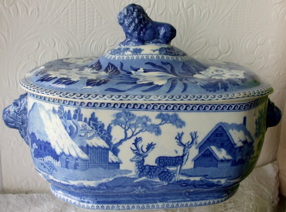 Antique English Georgian Blue and White Transfer 