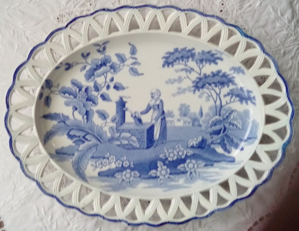 Antique English Georgian Blue and White Transfer 