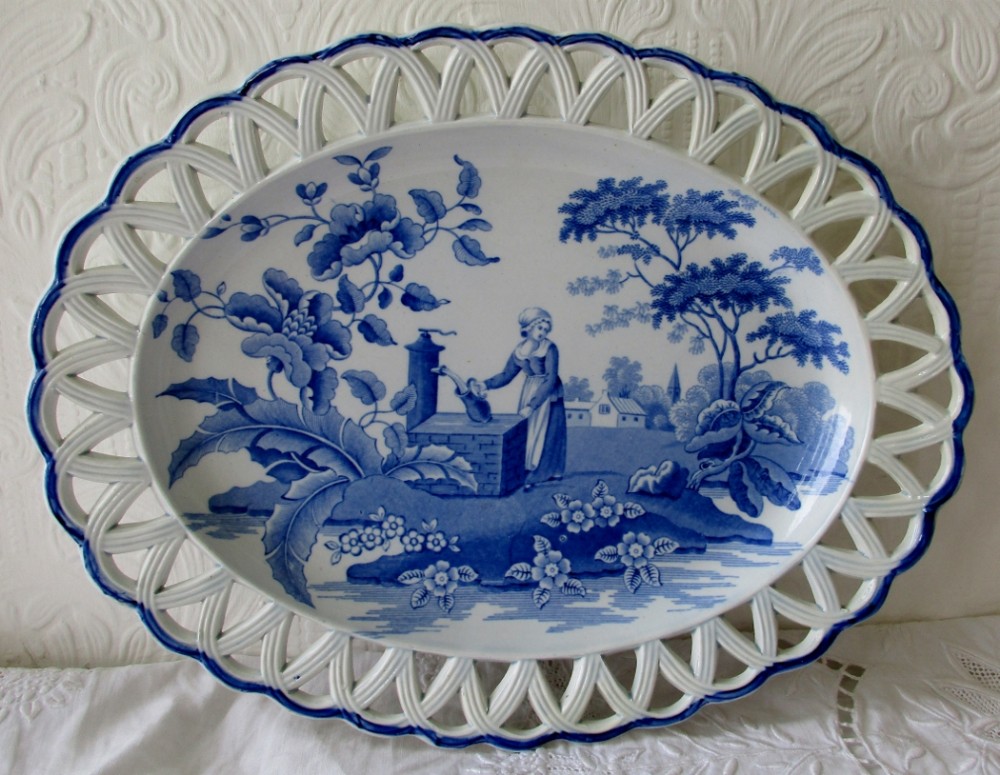 Antique English Georgian Blue and White Transfer 