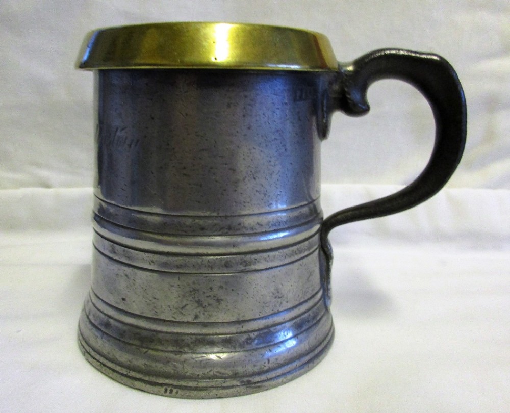 Antique English Victorian Pewter Pint Grain Measure ~ Leytonstone