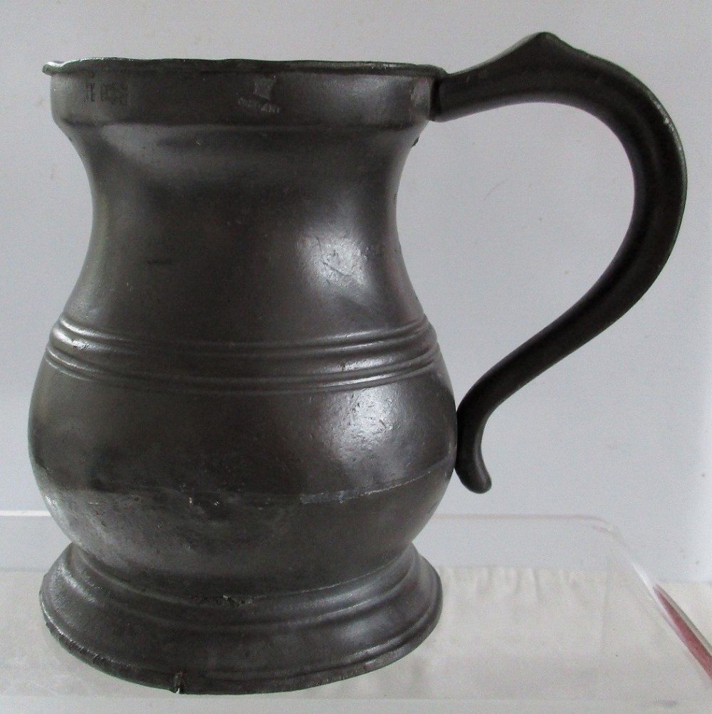 Antique English Georgian Pewter Pint Baluster Measure ~ Yates & Birch ~ Cotterell O.P. 5347