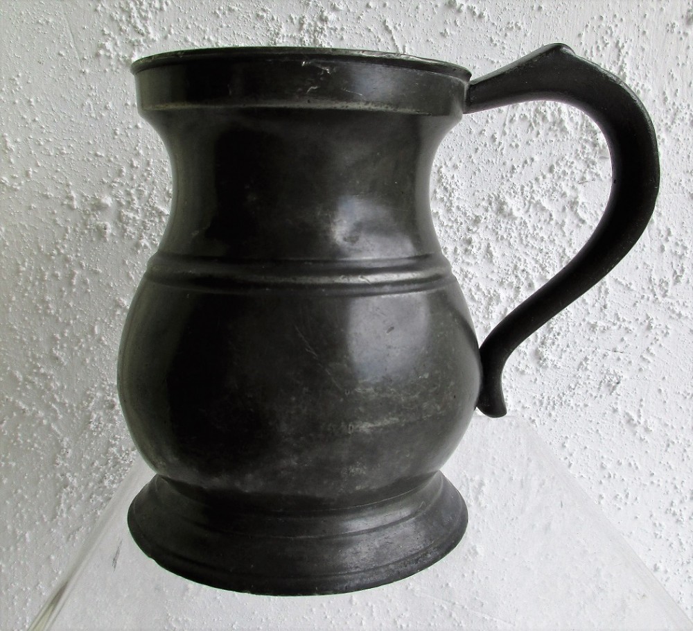 Antique English Georgian Pewter Pint Baluster Measure