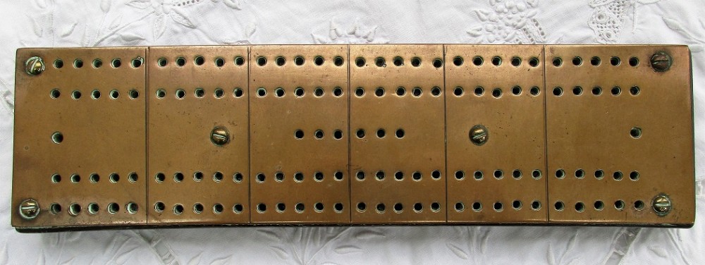 Antique English Victorian Brass Cribbage Board