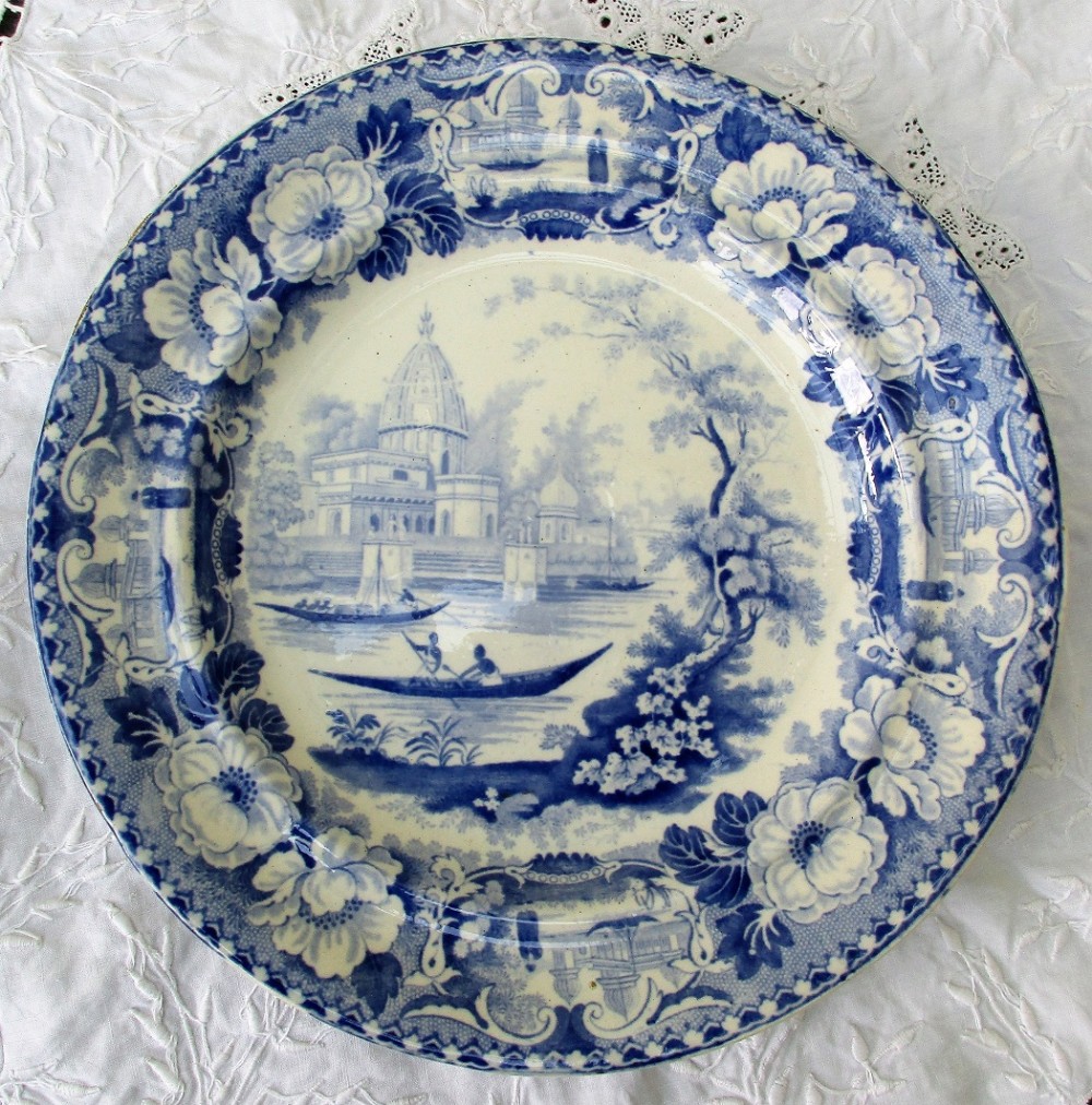 Antique  English Georgian Blue and White Transfer 