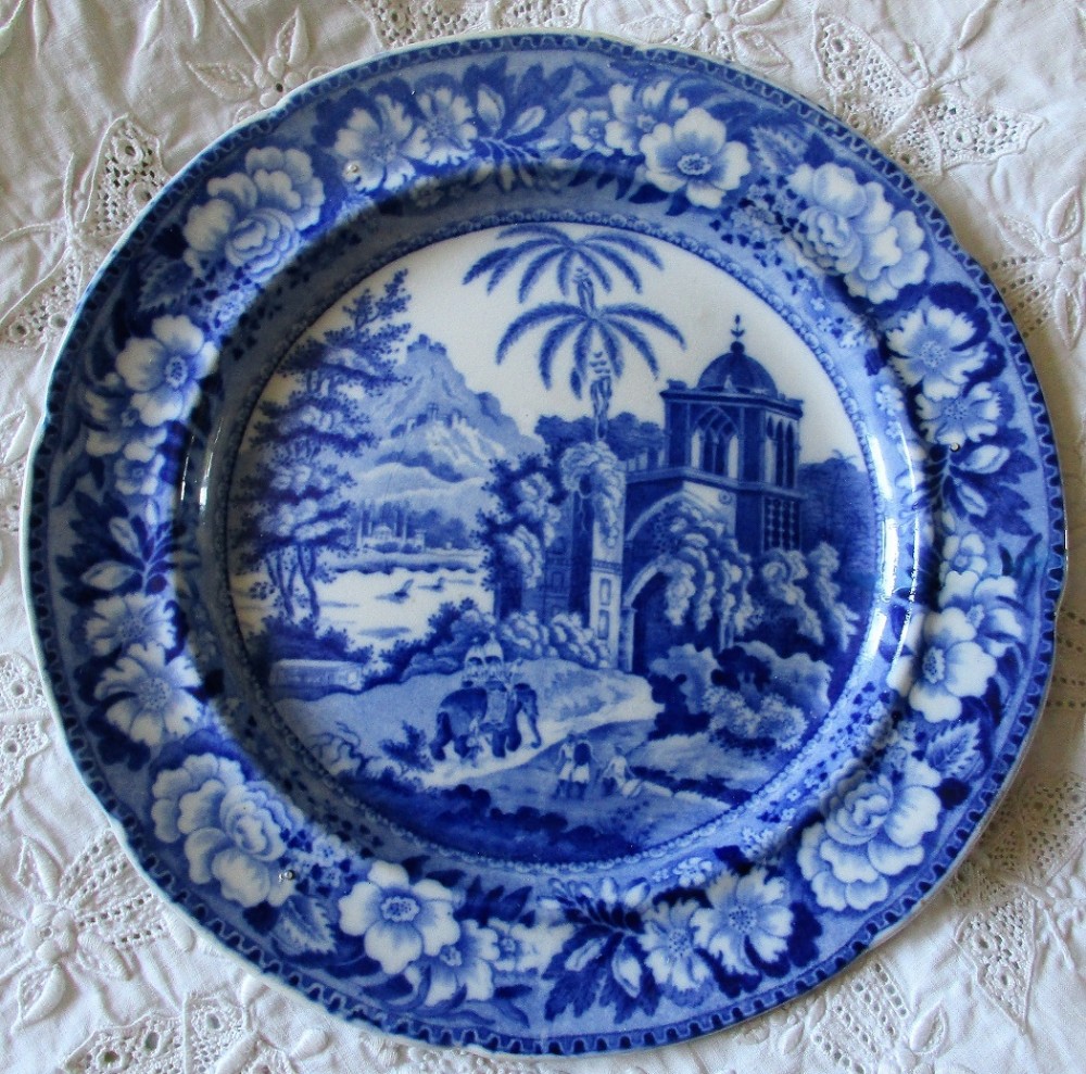 Antique English Georgian Blue and White Transfer Plate 