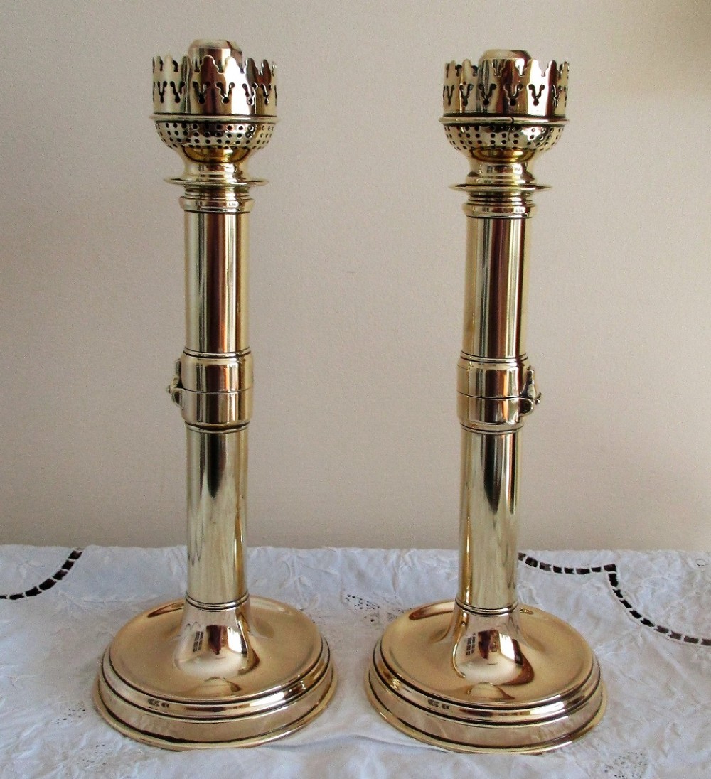 Pair of Antique French Metamorphic Brass Candlesticks