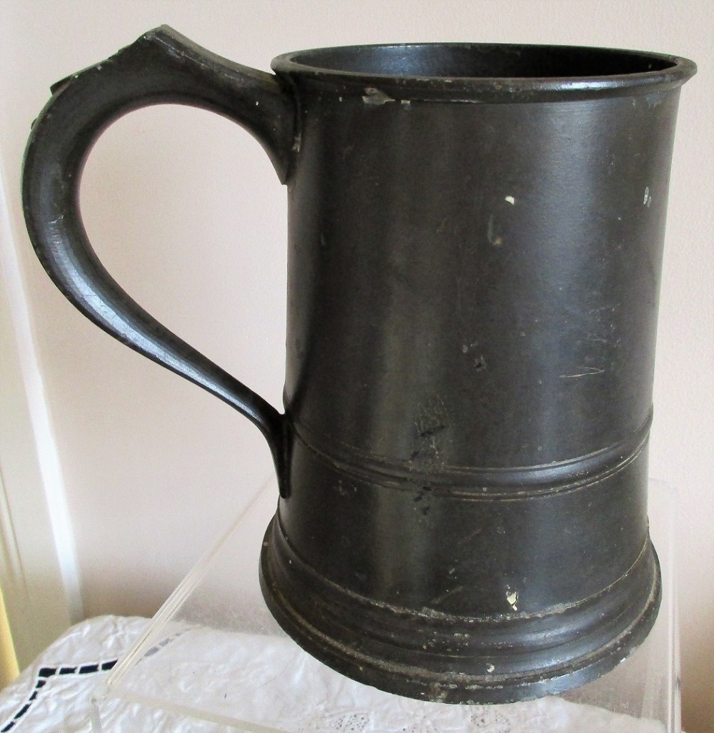 Antique English Victorian Pewter Quart Mug ~ Gaskell & Chambers ~ Cotterell O.P. 1821
