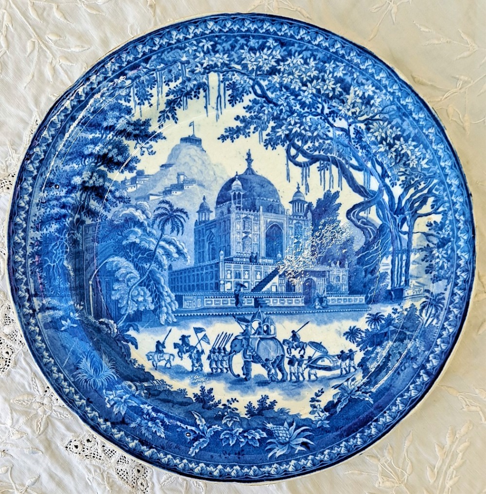 Antique English Georgian Blue & White Transfer Plate ~ 
