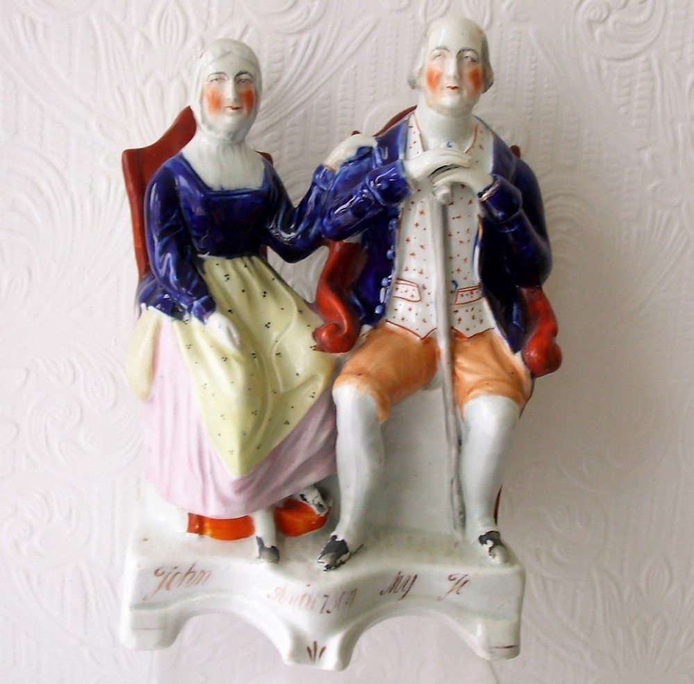 Antique English Victorian Staffordshire Pottery Portrait Figure 