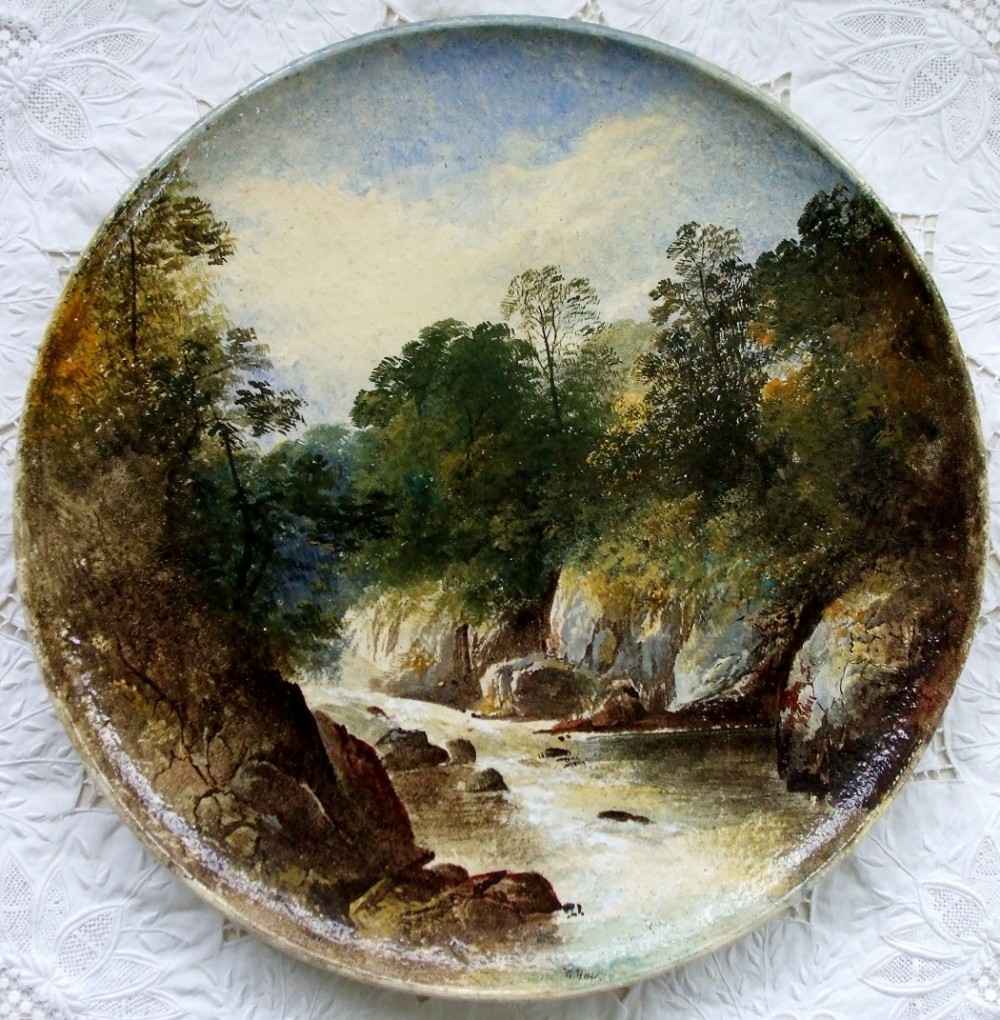 Antique English Victorian Copeland Pottery Plaque ~ 