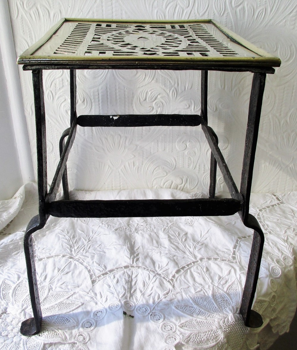 Antique English Victorian Brass Trivet / Kettle Stand